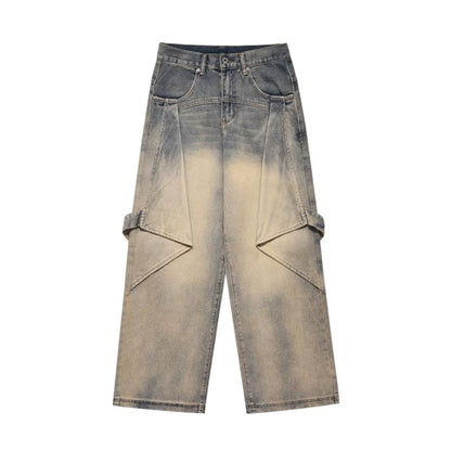 Ten Three Rows Fried Street Retro Deformation Slightly Flared Jeans