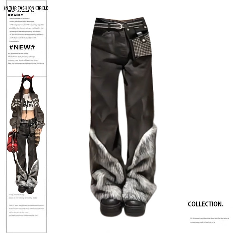 Retro Distressed Pants Leg Stitching Edging Skinny Jeans For Women