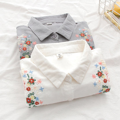 Double-layer Yarn Embroidery Little Flower Student Undershirt