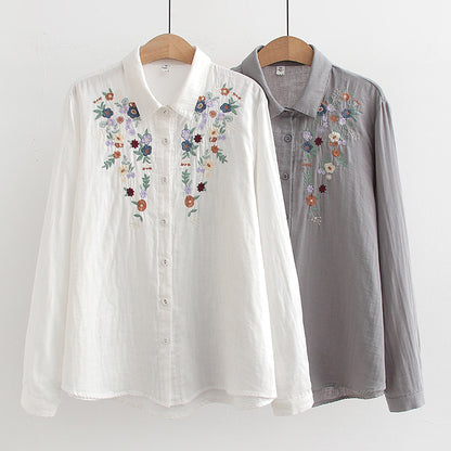 Double-layer Yarn Embroidery Little Flower Student Undershirt