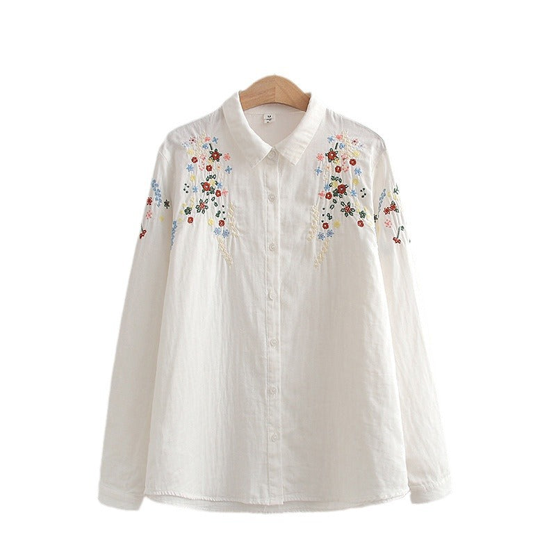 Double-layer Yarn Embroidery Little Flower Student Undershirt