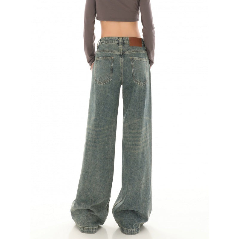 High Waist Design Loose Mop Pants