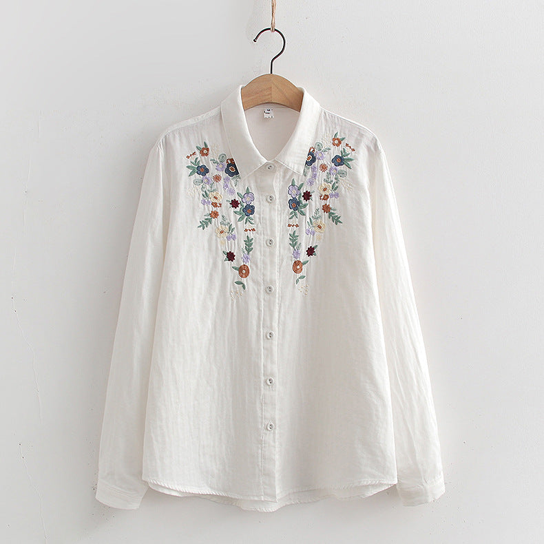 Double-layer Yarn Embroidery Little Flower Student Undershirt