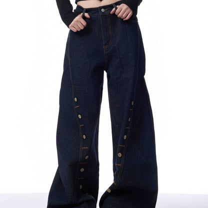 Multi-row Buttonhole Machete Denim Pants