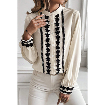 Single Row Multi-buckle Long Sleeve Shirt For Women European And American Leisure Style