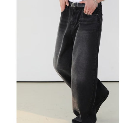 Retro Washed Jeans Men's Loose Straight Wide-leg Pants